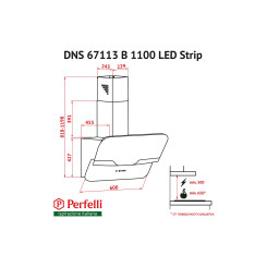 Витяжка PERFELLI DNS 67113 B 1100 BL LED Strip - 6 фото