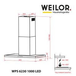 Вытяжка WEILOR WPS 6230 SS 1000 LED