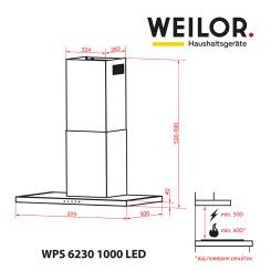 Вытяжка WEILOR WPS 6230 BL 1000 LED - 2 фото