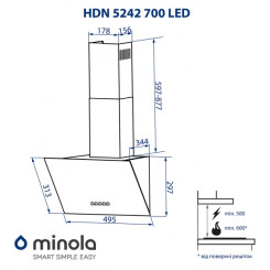 Витяжка MINOLA HDN 5242 WH 700 LED - 4 фото