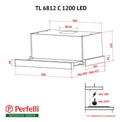 Вытяжка PERFELLI TL 6812 C IV 1200 LED - 2 фото