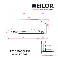 Витяжка WEILOR PBS 52300 GLASS BL 1000 LED Strip - 2 фото