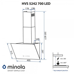 Витяжка MINOLA HVS 5242 WH 700 LED