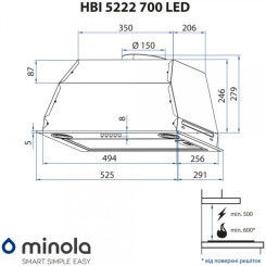 Витяжка MINOLA HBI 5222 WH 700 LED - 2 фото