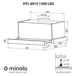 Витяжка MINOLA HTL 6915 WH 1300 LED - 2 фото