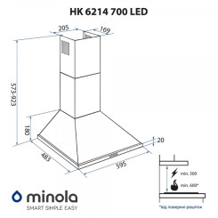 Витяжка MINOLA HK 6214 BL 700 LED - 2 фото