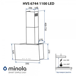 Витяжка MINOLA HVS 6744 BL 1100 LED - 2 фото