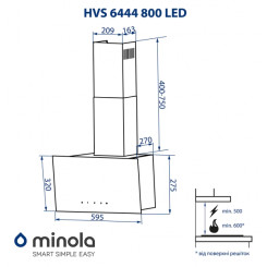 Витяжка MINOLA HVS 6444 BL 800 LED - 2 фото