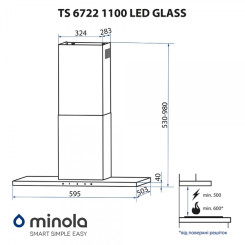 Вытяжка MINOLA TS 6722 BL 1100 LED GLASS - 2 фото