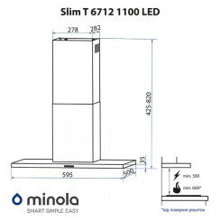 Витяжка MINOLA Slim T 6712 WH 1100 LED - 2 фото