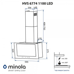 Витяжка MINOLA HVS 6774 BL 1100 LED - 4 фото