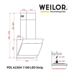 Витяжка WEILOR PDL 62304 WH 1100 LED Strip - 2 фото