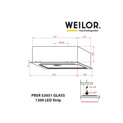 Витяжка WEILOR PBSR 52651 GLASS WH 1300 LED Strip - 2 фото