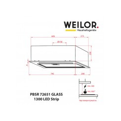 Витяжка WEILOR PBSR 72651 GLASS WH 1300 LED Strip - 2 фото