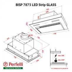 Вытяжка PERFELLI BISP 7873 BL LED Strip GLASS - 2 фото