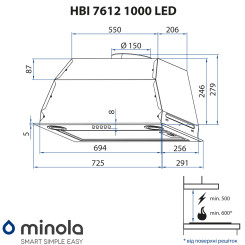 Вытяжка MINOLA HBI 7612 I 1000 LED - 9 фото