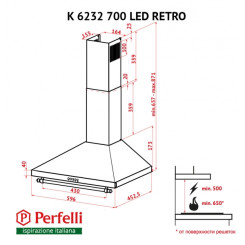 Витяжка PERFELLI K 6232 BL 700 LED RETRO - 2 фото