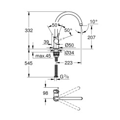 Кухонный смеситель GROHE BAUCLASSIC 31535001 - 2 фото