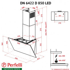 Витяжка PERFELLI DN 6422 D 850 BL LED - 2 фото