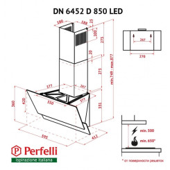 Вытяжка PERFELLI DN 6452 D 850 BL LED - 2 фото