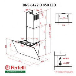 Вытяжка PERFELLI DNS 6422 D 850 BL LED - 2 фото