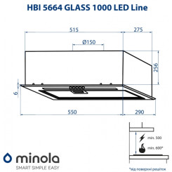 Вытяжка MINOLA HBI 5264 BL GLASS 700 LED Line - 2 фото