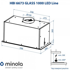 Витяжка MINOLA HBI 6673 BL GLASS 1000 LED Line - 2 фото