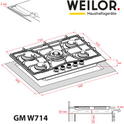 Варочная поверхность WEILOR GM W714 BL - 2 фото