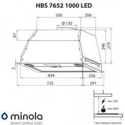 Витяжка MINOLA HBS 7652 I 1000 LED - 2 фото