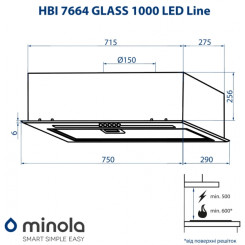 Витяжка MINOLA HBI 7664 WH GLASS 1000 LED Line - 2 фото