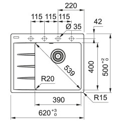 Кухонная мойка FRANKE CENTRO CNG 611-62 TL (114.0630.455) ОНИКС - 3 фото