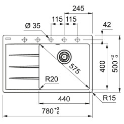 Кухонная мойка FRANKE CENTRO CNG 611-78 TL (114.0630.467) БЕЖЕВЫЙ - 2 фото