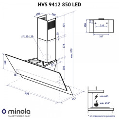 Вытяжка MINOLA HVS 9412 GR 850 LED - 2 фото