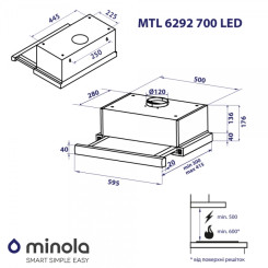 Вытяжка MINOLA MTL 6292 GR 700 LED - 2 фото