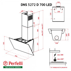 Витяжка PERFELLI DNS 5272 D 700 BL LED - 2 фото