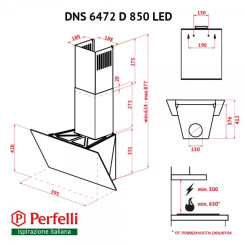 Витяжка PERFELLI DNS 6472 D 850 BL LED - 2 фото