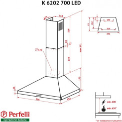 Витяжка PERFELLI K 6202 RED 700 LED - 2 фото