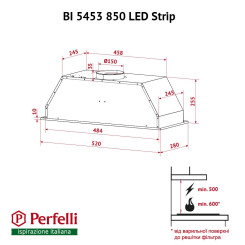 Вытяжка PERFELLI BI 5453 BL 850 LED Strip - 2 фото