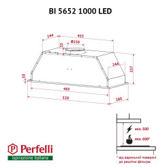 Вытяжка PERFELLI BI 5652 BL 1000 LED - 2 фото