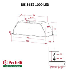 Вытяжка PERFELLI BIS 5653 BL 1000 LED - 8 фото