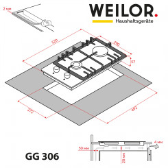 Варочная поверхность WEILOR GG 306 WH - 2 фото