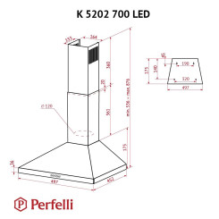 Витяжка PERFELLI K 5202 BL 700 LED - 9 фото