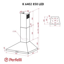 Вытяжка PERFELLI K 6402 SG 850 LED