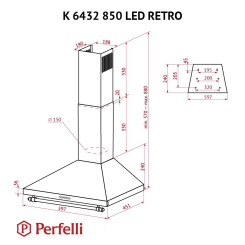 Вытяжка PERFELLI K 6432 WH 850 LED RETRO - 9 фото