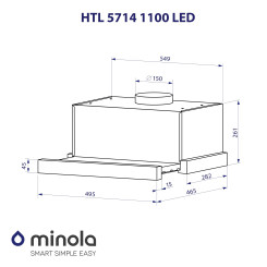 Вытяжка MINOLA HTL 5714 I 1100 LED - 10 фото