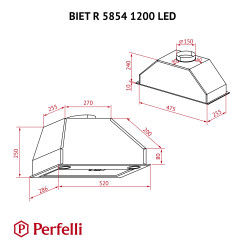 Витяжка PERFELLI BIET R 5854 BL 1200 LED - 2 фото