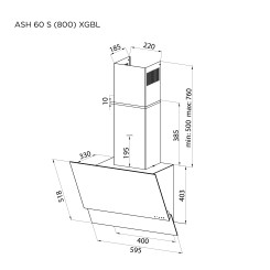 Витяжка PYRAMIDA ASH 60 S (800) XGBL - 8 фото