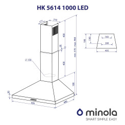 Вытяжка MINOLA HK 5614 WH 1000 LED - 11 фото