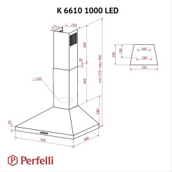 Вытяжка PERFELLI K 6610 WH 1000 LED - 11 фото