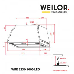 Витяжка WEILOR WBE 5230 FBL 1000 LED